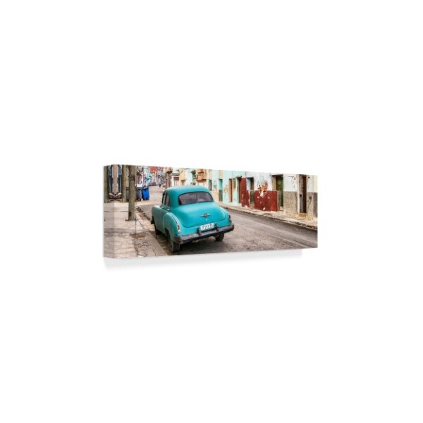 Philippe Hugonnard 'Turquoise Classic Car In Havana' Canvas Art,10x32